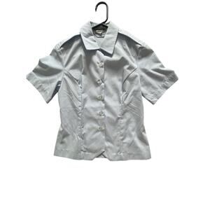 VTG Womens Sz 6 Cali Fashions USAF Military Light Blue Shirt Made in USA EUC